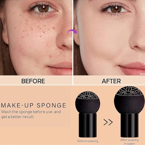 Mushroom Head Air Cushion CC Cream, Moisturizing Concealer Cream, BB Cream Foundation,Even Skin Tone Makeup Base BB Cream (Nautural) - Image 4