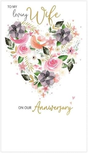 Wife Anniversary Embellished Hand-Finished Greeting Card Champagne Range Cards