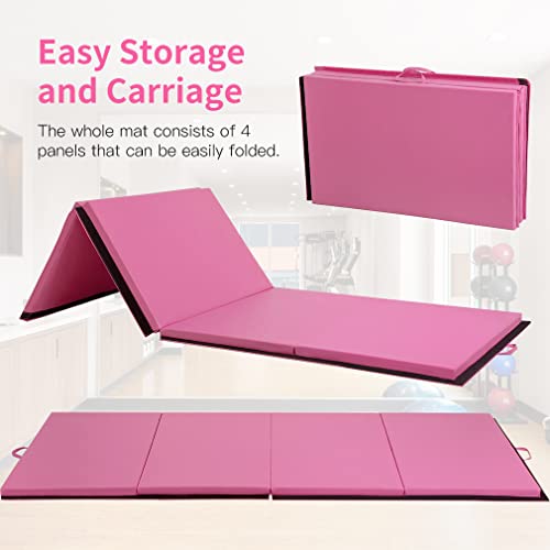 Gymnastics Mat 4X10X2 Tumbling Mat Gym Mat 4 Foldding Mat Gymnastic Indoor/Outdoor Mat 2 Inches Thick Pu Leather Exercise Mat For Tumbling Stretching Yoga Arts Mat Home Gym Mat Yoga Mat #TOP5