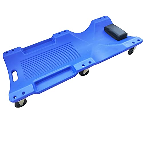 Garage roulant en plastique, chariot d'atelier -, chariot de mécanicien de 40 pouces avec appui-tête rembourré, plateaux à outils doubles et 6 roulettes, roues de chariot pour atelier de réparation a