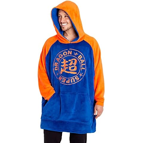 Dragon Ball Oversized Hoodie Blanket for Men, Anime Mens Hoodies (Blue/Orange) Cover