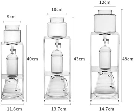 Cold Brew Drip Tower with Adjustable Water Flow,Cold Brew Drip Tower - Stainless Steel Cold Drip Coffee Maker with Adjustable Water Flow, Slow Drip Technology - Brews 3-6 Cups - Includes Acr