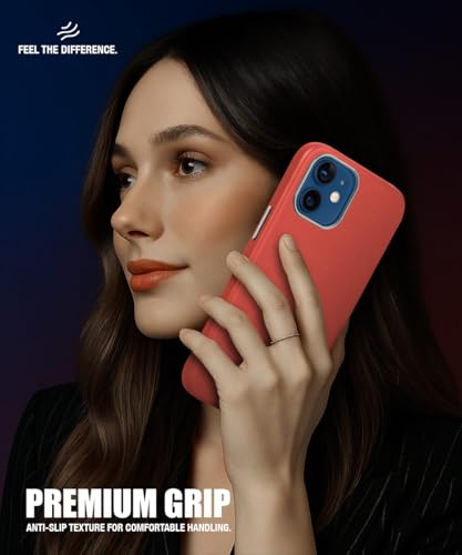 Image of WOW IMAGINE Back Cover for iPhone 12 | Shockproof Tough Leather Texture Hard Mobile Case | Ultra Slim Non-Slip Grip | Inner Velvet Fabric | Metal Camera Ring - Crimson Red
