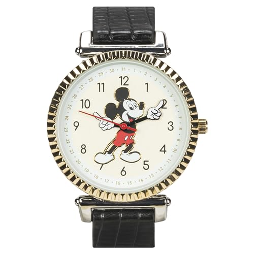Accutime Disney 100 Mickey Mouse Black Analog Watch for Men, Adults with Leather Band - Japanese Quartz Movement (Model: MK5571AZ), Black, Dress (B0CJMHGJZF) Amazon Price History, Amazon Price Tracker