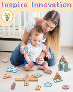 Montessori Toys for 1 2 Year Old Girl and Boy Birthday Gifts, Shape Sorter Wooden Toys for Toddlers Age 1-3 2-4, Learning Educational Sensory Stacking Easter Basket Stuffers Toy Toddler Puzzles