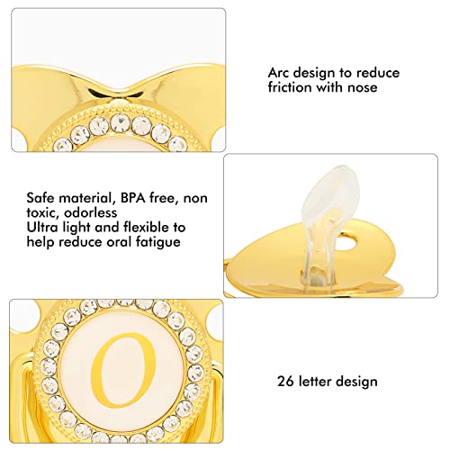 Image of Baby Pacifier, Curved Design with Chain Clips, Infant Pacifier 26 Letters for Newborns and Toddlers (O)