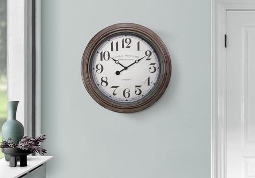 Reloj de pared redondo analógico 20 pulgadas Marrón miniatura 2
