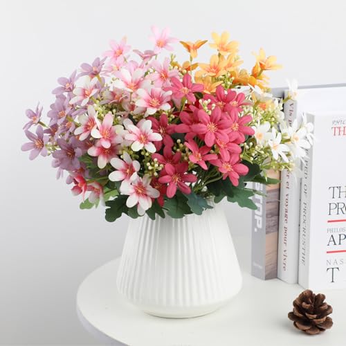 Lxoraziy 6pcs Artificial Orchid Flower Bouquets, 32cm Silk Faux Flowers in Assorted Colors, Realistic Floral Decor for Home, Wedding, Party, Table, Office, Spring Summer Decor