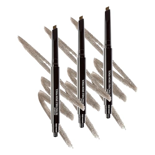 Image of Wet n Wild Ultimate Eyebrow Retractable Definer Pencil, Ash Brown, Dual-Sided Brow Brush, Fine Tip, Shapes, Defines, Fills Brow Makeup, 1 Count (Pack of 3)