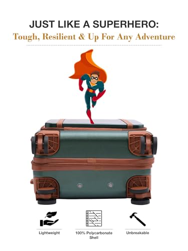 Image of Fur Jaden The Wayfarer 55cm Cabin TechPro Polycarbonate Suitcase I USB-C Charging Port I Laptop Compartment I 8 Silent Shock Absorbing Wheel I TSA Lock I Aviation Grade Trolley (Forest Green, TechPro)