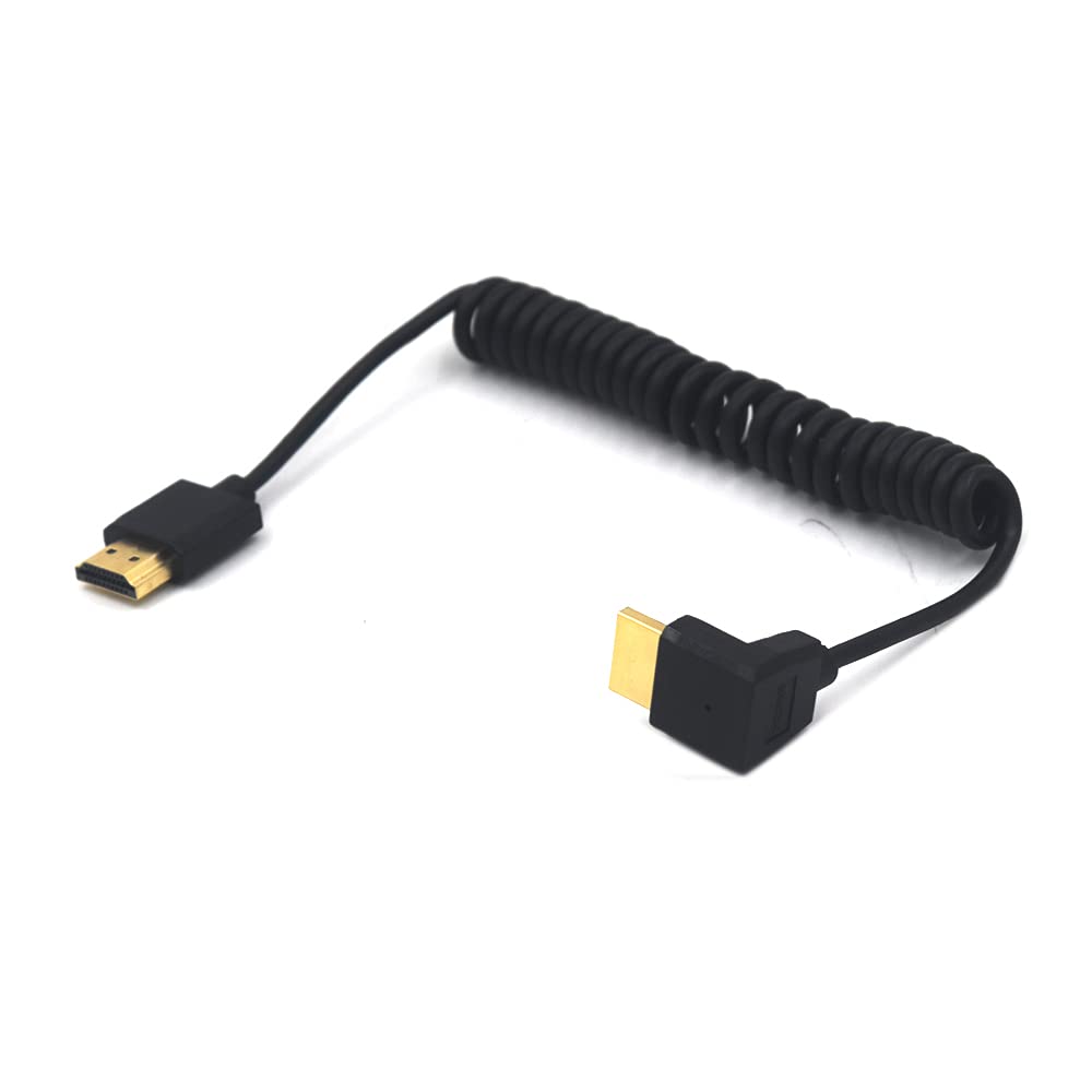 Cavo a spirale HDMI 4K, versione HDMI 2.0, ad alta velocità, 90 gradi verso il basso angolo di 90 gradi HDMI maschio a HDMI maschio, cavo a spirale a molla, 4k 2k 60HZ (angolo superiore)