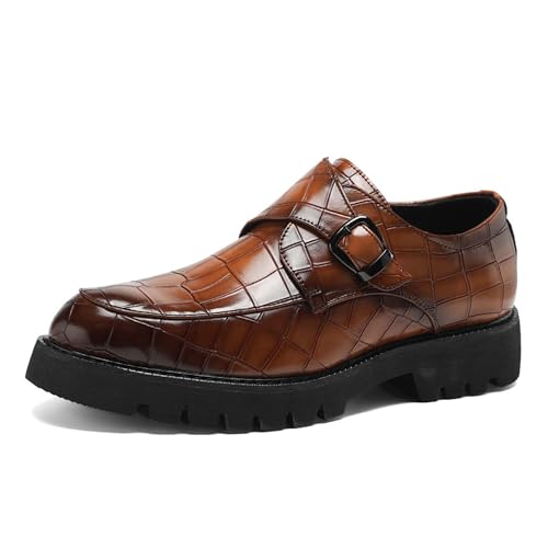 Men's Patent Leather Platform Loafers Classic Buckle Anti Slip Business Dress Shoes Height Increasing Thick Soled Work Meetings Weddings Casual Shoes