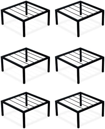 STAND MASTER Square Metal Plant Stand for Balcony & Garden | Flower Pot Holder for Indoor & Outdoor Use | Decorative Planter Stand for Living Room & Home Decor | Black Color | Pack of 6 |