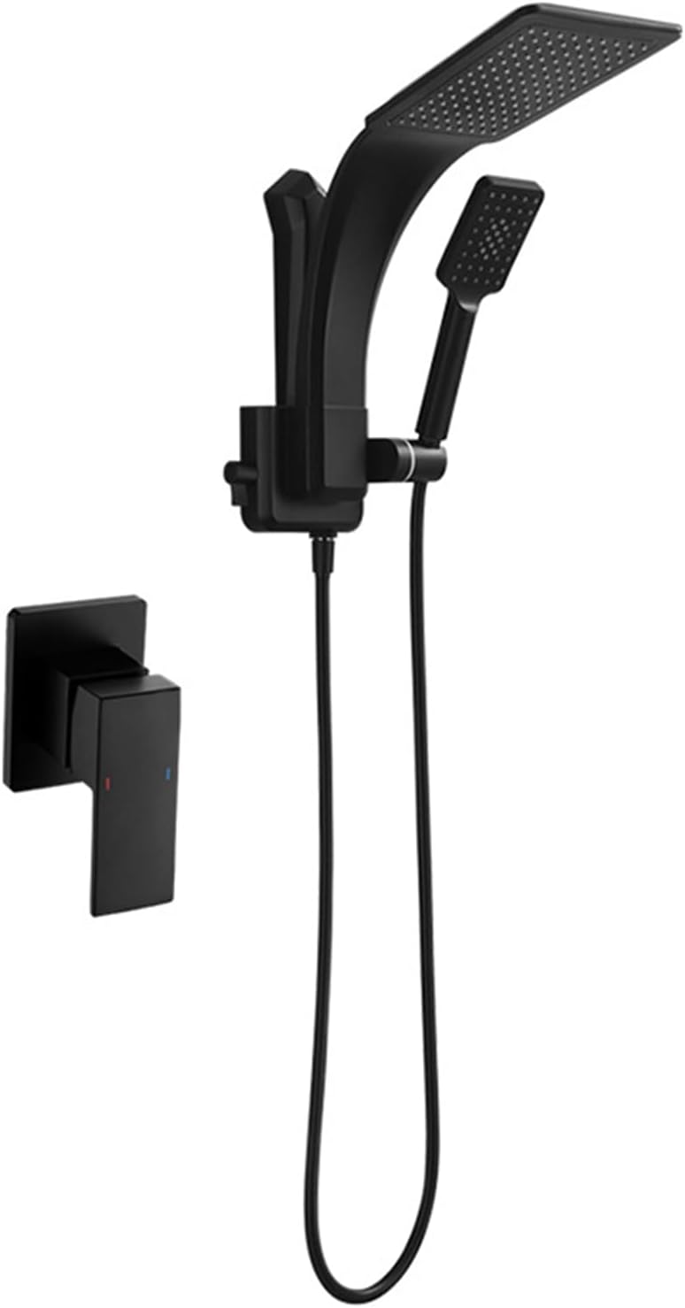 Concealed Showers for Bathrooms Wall Mounted Hot and Cold Single Handle 3 Mode Hand Shower Rainfall Shower Kit Black