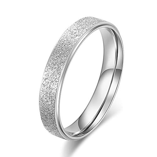 Whoiy Anillo con Grabado Personalizado, Alianza Acero Inoxidable Mujer con Plata Anillo de Meñique Minimalista Esmerilado Talla 12