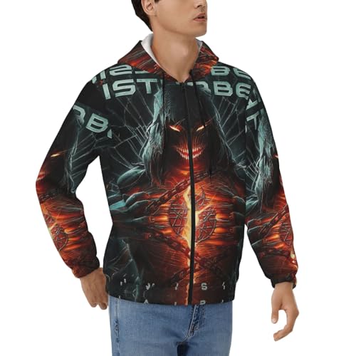 Disturbeds Men's Casual Zipper Hoodie Pullover Hooded Long Sleeve Sweatshirt with Big Pockets