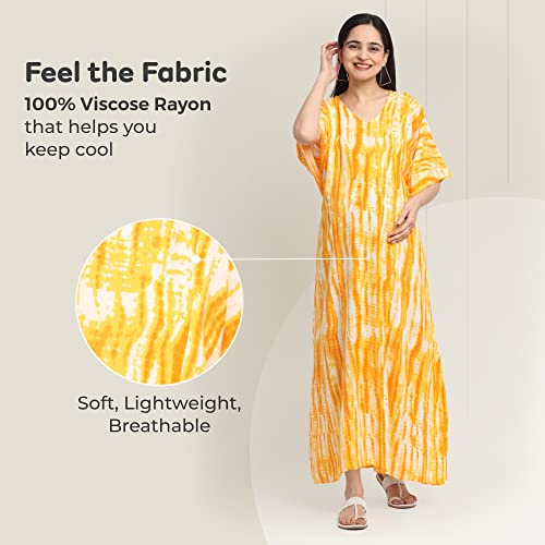 Image of Maternity Dress for Women with Breastfeeding Zippers | Kaftan Dress | Adjustable Belt for Growing Belly | Feeding Dress for Pre & Post Pregnancy