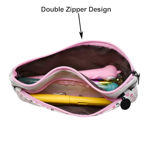 Image of Maydahui 2 PCS Flower Garden Pencil Case Large Capacity Canvas Pastoral Style Pen Pouch Holder Storage Bag Organizer Stationery Box Makeup Pouch Cosmetic Bag for Women Students Party Travel