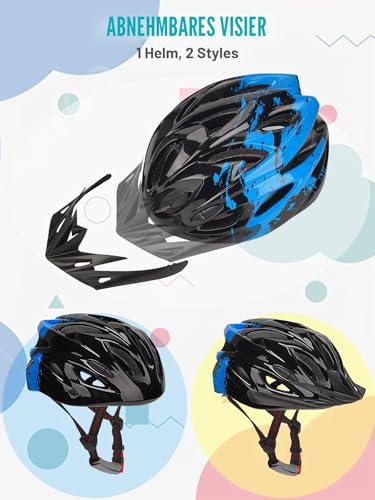 Kinderhelm, RaMokey Fahrradhelm Kinder mit Licht, Fahrradhelm für Jungen und Mädchen im Alter von 3 bis 13 Jahren, verstellbarer Kinderhelm (50–59 cm) für Fahrrad, Roller, Skaten und Radfahren