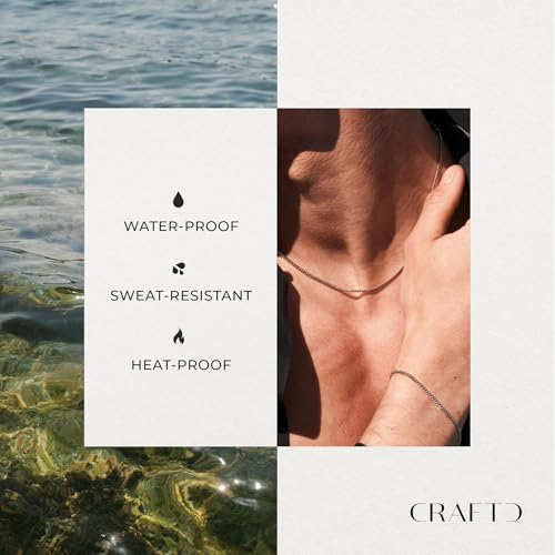 CRAFTD | Silver Curb Link Chain | Durable Rhodium & 316L Stainless Steel | Waterproof, Heat & Sweat Resistant | Gifts for Men | Men's Jewelry |3