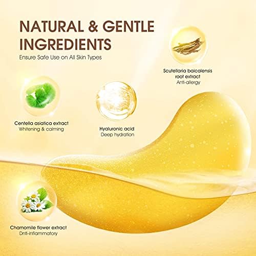 24K Gold Eye Treatment Mask Under Eye Patches,Eye Gel Anti-aging Anti-wrinkle Moisturizing Mask for Puffy Eyes,Dark Circles,Under Eye Wrinkles,Hydrating,Remove Eye Bags-16 Pairs