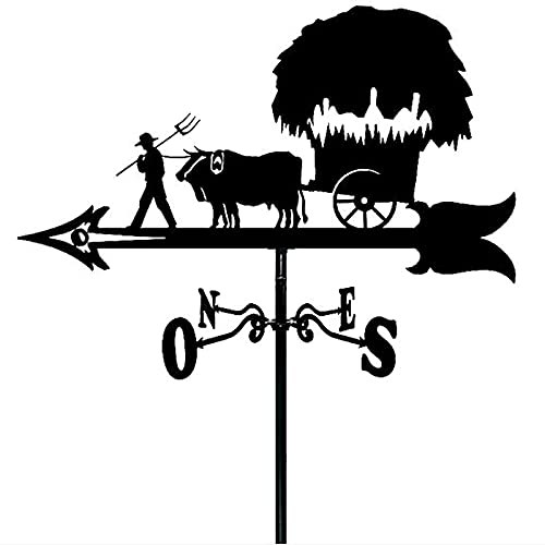 Girouette en métal vieil homme et vache pour savoir d'où vient le vent dans votre cour