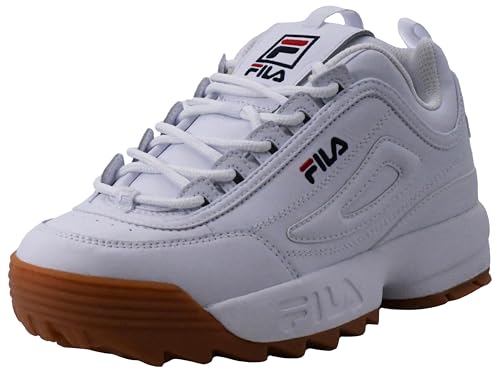 Fila Women's Disruptor II Sneaker, White/Navy/Red/Gum, 10 M