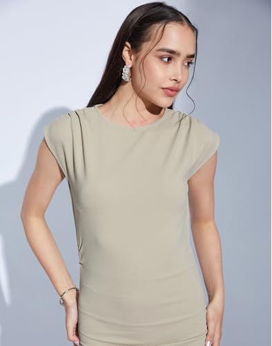 Image of SIRIL Western Dress | Polyester Solid Dress for Women | Bodycon Dress for Women