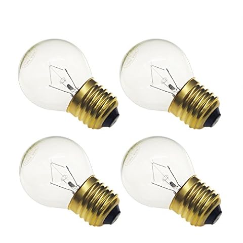 Jslinter 40 watt Appliance Oven Light Bulb - High Temp - 120v Clear - 415 Lumens - E26/E27 Medium Brass Base - G45 4-Pack Cover