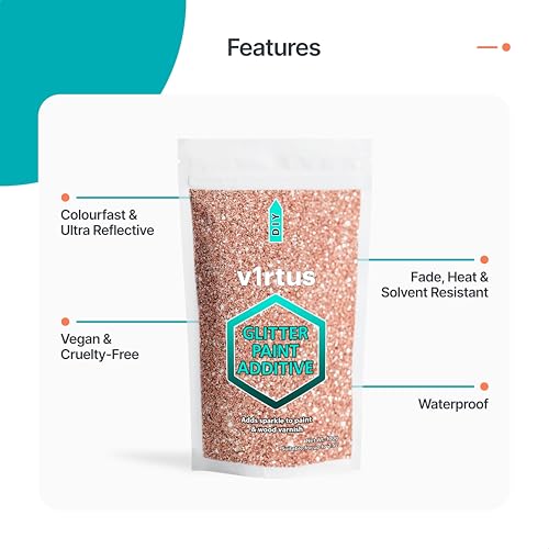 Rose Gold Glitter Paint Additive 100g (3.5oz) | Sparkle Glitter Paint for Walls Interior Exterior, v1rtus