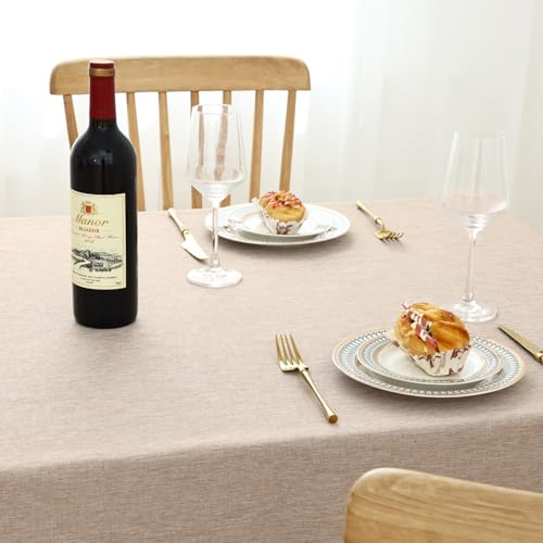 Nappe aspect lin imperméable et résistante aux taches pour grande table