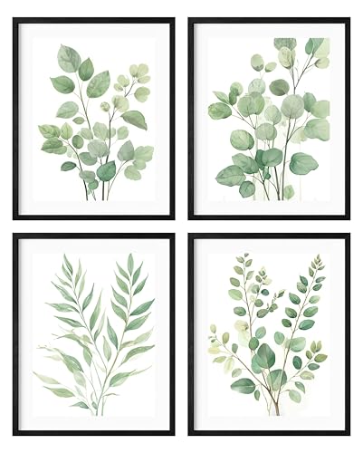 Botanical Wall Art Set of 4, Leaves Plants Framed Wall