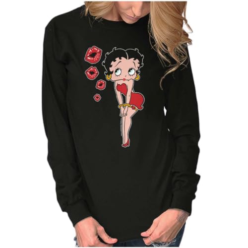 Retro Betty Boop Cartoon Kissy Lips Women's Long Sleeve T Shirt