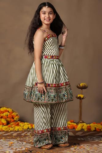 Image of Fashion Dream Girls Cotton Blend Printed Crop Top and Dhoti Set |Kids Ethnic Set |Suit for girls