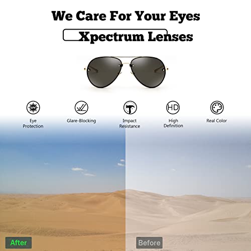 Image of Xpectrum Classic Double Bridge Metal Aviator Sunglasses for Women Men Trendy Retro UV400 Rimless Sun Glasses
