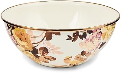 MACKENZIE-CHILDS Everyday Bowl, Serving Bowl for Entertaining, Large, Wild Rose White