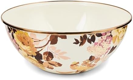 MACKENZIE-CHILDS Everyday Bowl, Serving Bowl for Entertaining, Large, Wild Rose White