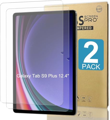 2 PACK- 12.4inch Tempered Glass Screen Protector for Samsung Galaxy Tab S9 Plus/S9 FE Plus/S7 FE 5G/S8 Plus 12.4'' ,Scratch Resistance,S Pen Compatible,Bubble-free, 9H Hardness Anti-fingerprint