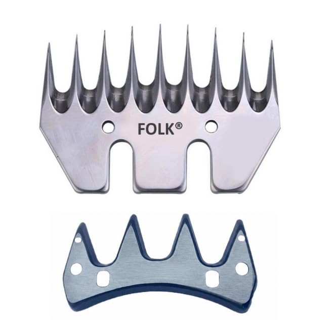 Kit de cuchilla y peine marca Folk, 20 dientes, 76 mm ancho para Esquilar Ovejas, cabras, caballos, mulos, perros (1)