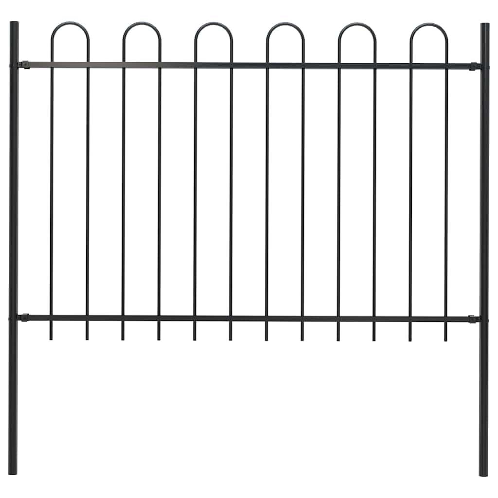 vidaXL Garden Fence BOXTEL with Hoop Top Steel 181x120 cm Black