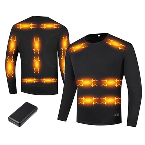 TOVCHEI USB Heated Underwear Men Women Thermal Shirts And Pants, Winters Outdoor Cycling Heating Top And Bottom, with Battery,Men tops,L