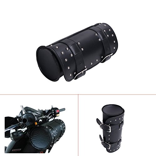 Dlll Universal Black Motorcycle Round Barrel Pu Leather Tool Side Front Bag Panniers Saddle Bag For Harley Cruiser Honda Suzuki Yamaha Kawasaki Atv Scooter Choppers #TOP3