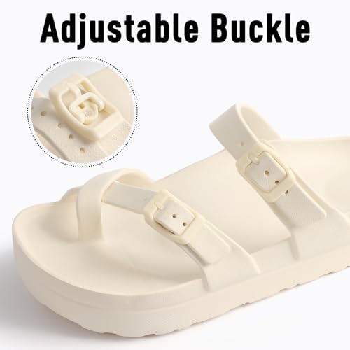Image of Goosecret Women's Platform Sandals with Arch Support Comfortable Foam Slides Summer Beach Sandals with Adjustable Buckle