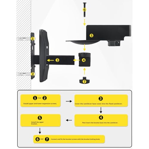 Soporte de pared para altavoz de acero resistente de 15 libras y brazo ajustable 5