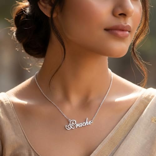 Image of Prachi Cursive Gold & Silver Name Pendant Necklace, Best Jewelry Gift for Girls.