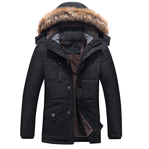 Doudoune d'hiver pour Homme L-7XL, Homme Hiver Manteau Court Paragraphe Coton De Plus en Velours Chaud Manteau Parkas (7X-Large, Noir) Cover