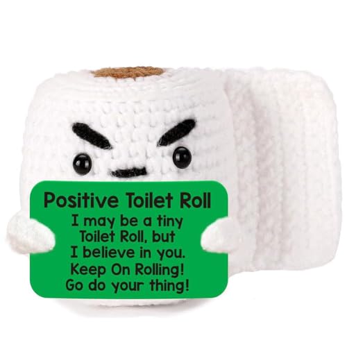 Rollo de papel higiénico de ganchillo positivo, rollo de papel higiénico de apoyo emocional inspirador, hecho a mano, divertido rollo de papel higiénico positivo, regalo de animación, decoración de