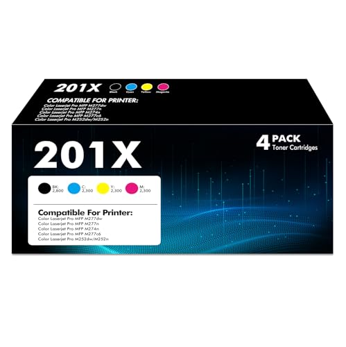 201X 201A 4er Pack Toner Kompatibel für HP 201X 201A für HP Color LaserJet Pro MFP M277dw M277n M252dw M252n M277c6 M274n CF400X CF401X CF402X CF403X Schwarz Cyan Gelb Magenta