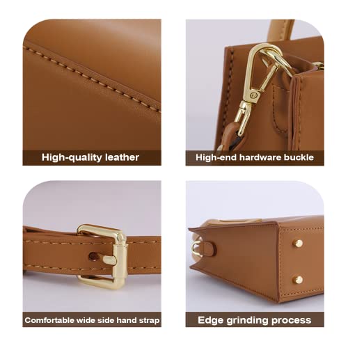 Image of POPSEWING Leather Women Top Handles Handbag DIY Kit, DIY Crossbody Shoulder Bag with Sewing Kits, Handmade Bag Kit for Mom Girlfriend Birthday Gift (Brown)