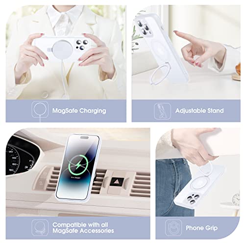 Image of CASEKOO Designed for iPhone 14 Pro Case with Magnetic Invisible Stand [Military Drop Protection] [Compatible with MagSafe] Shockproof Slim Translucent Matte Pro Case 6.1 Inch, Translucent White